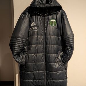 Portland Timbers Adidas Men's Dark Gray Hooded Puffer Jacket